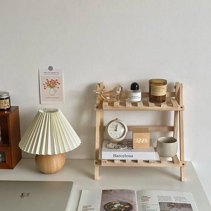 2-Tier Wooden Desktop Storage Organizer, Multifunctional Display Shelf for Home and Office, Summer Home Decor, 1 Count #GLOBAL PICKS