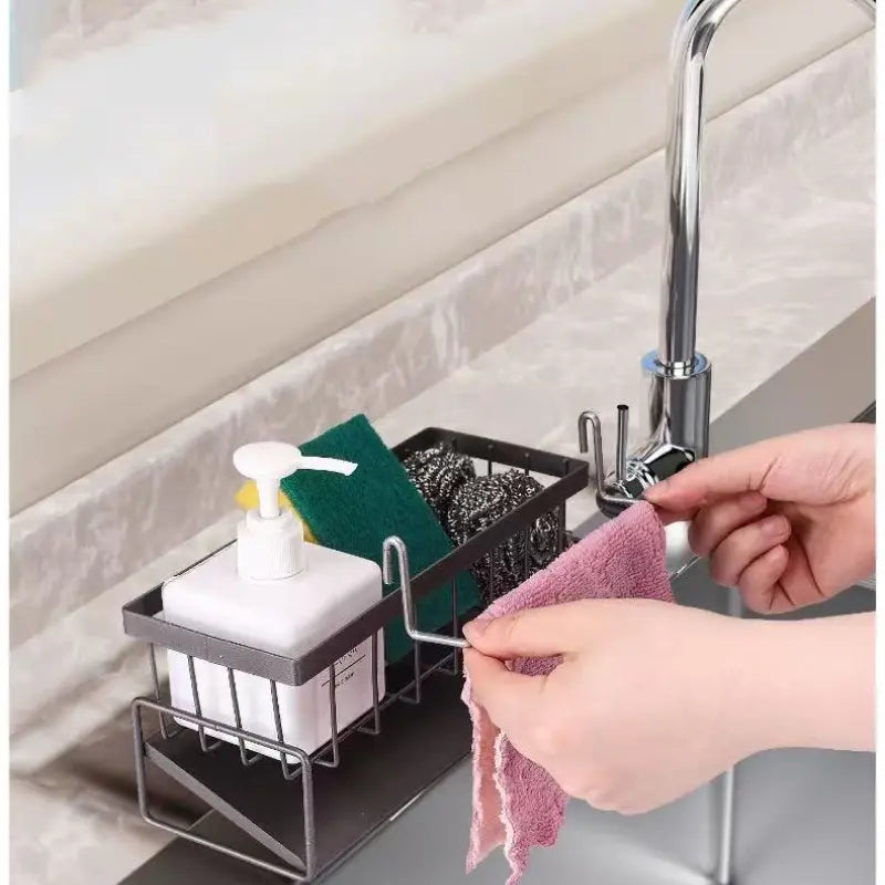 Kitchen Sink Organizer Caddy, 1 Count Space-Saving Rack for Sponges, Soap, Brushes and Cloths, Cleaning Tool Storage for Home and Dining Room #GLOBAL PICKS