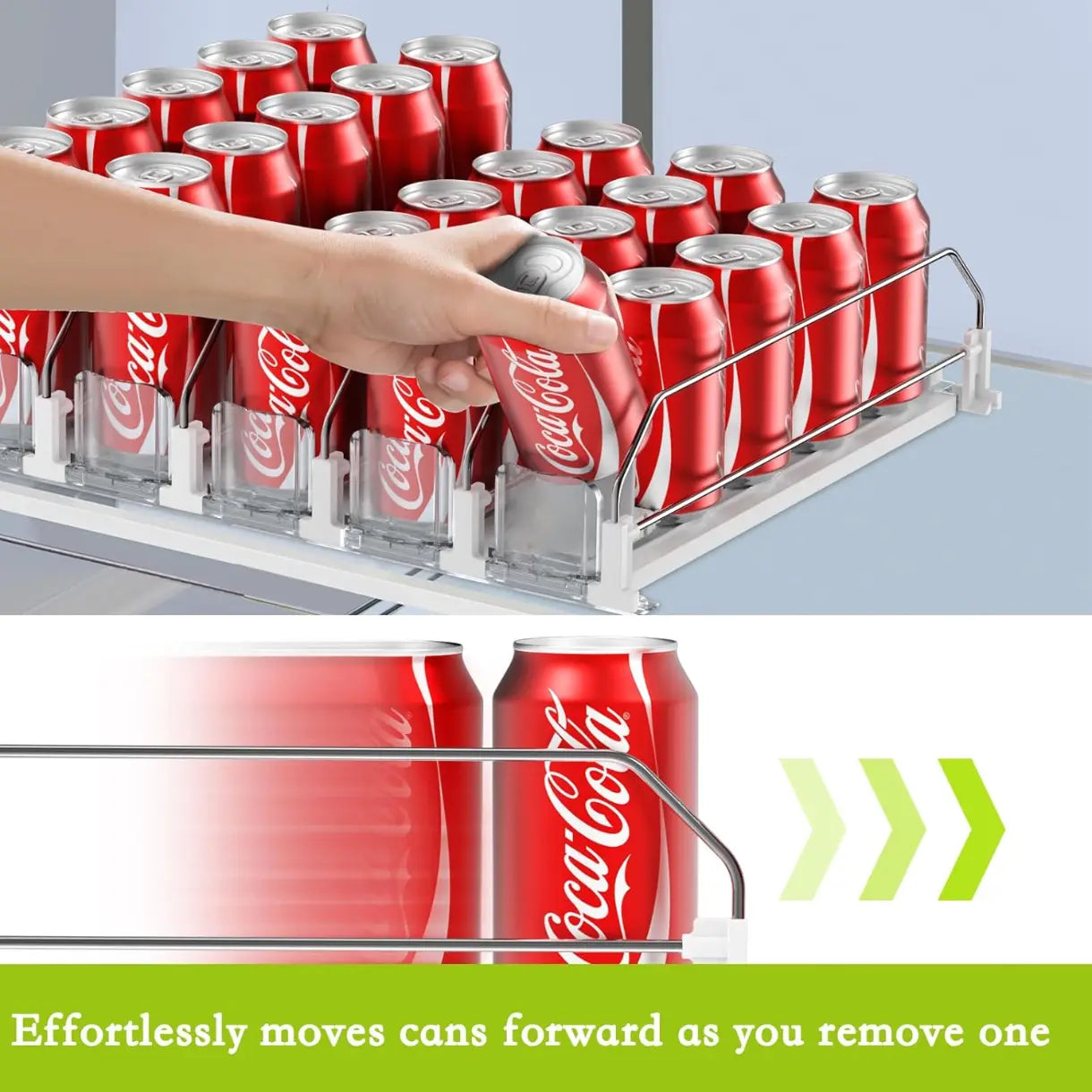 Auto-Fill Fridge Drink Organizer, Refrigerator Soda Can Dispenser - 2-Row/3-Row/5-Row Home Storage Rack, Fridge Organizers