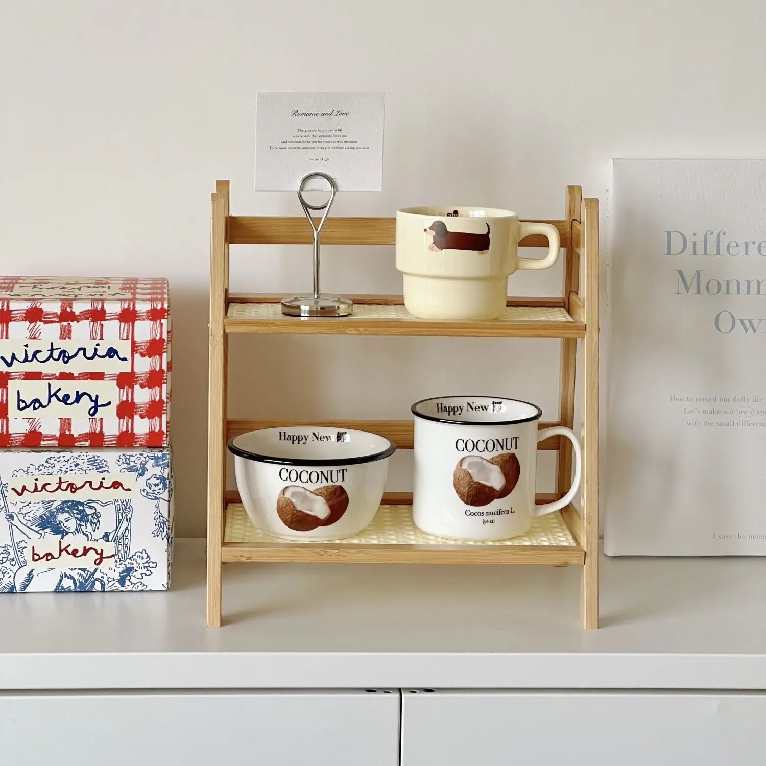 2-Tier Wooden Desktop Storage Organizer, Multifunctional Display Shelf for Home and Office, Summer Home Decor, 1 Count #GLOBAL PICKS