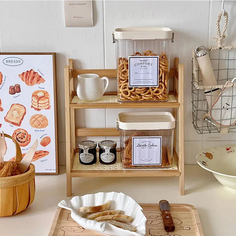 2-Tier Wooden Desktop Storage Organizer, Multifunctional Display Shelf for Home and Office, Summer Home Decor, 1 Count #GLOBAL PICKS