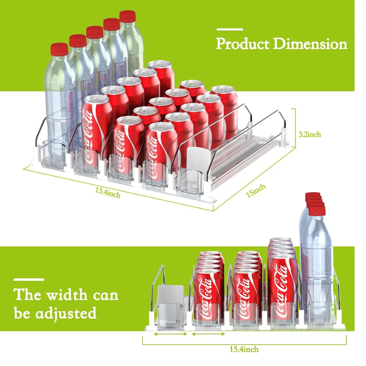 Auto-Fill Fridge Drink Organizer, Refrigerator Soda Can Dispenser - 2-Row/3-Row/5-Row Home Storage Rack, Fridge Organizers