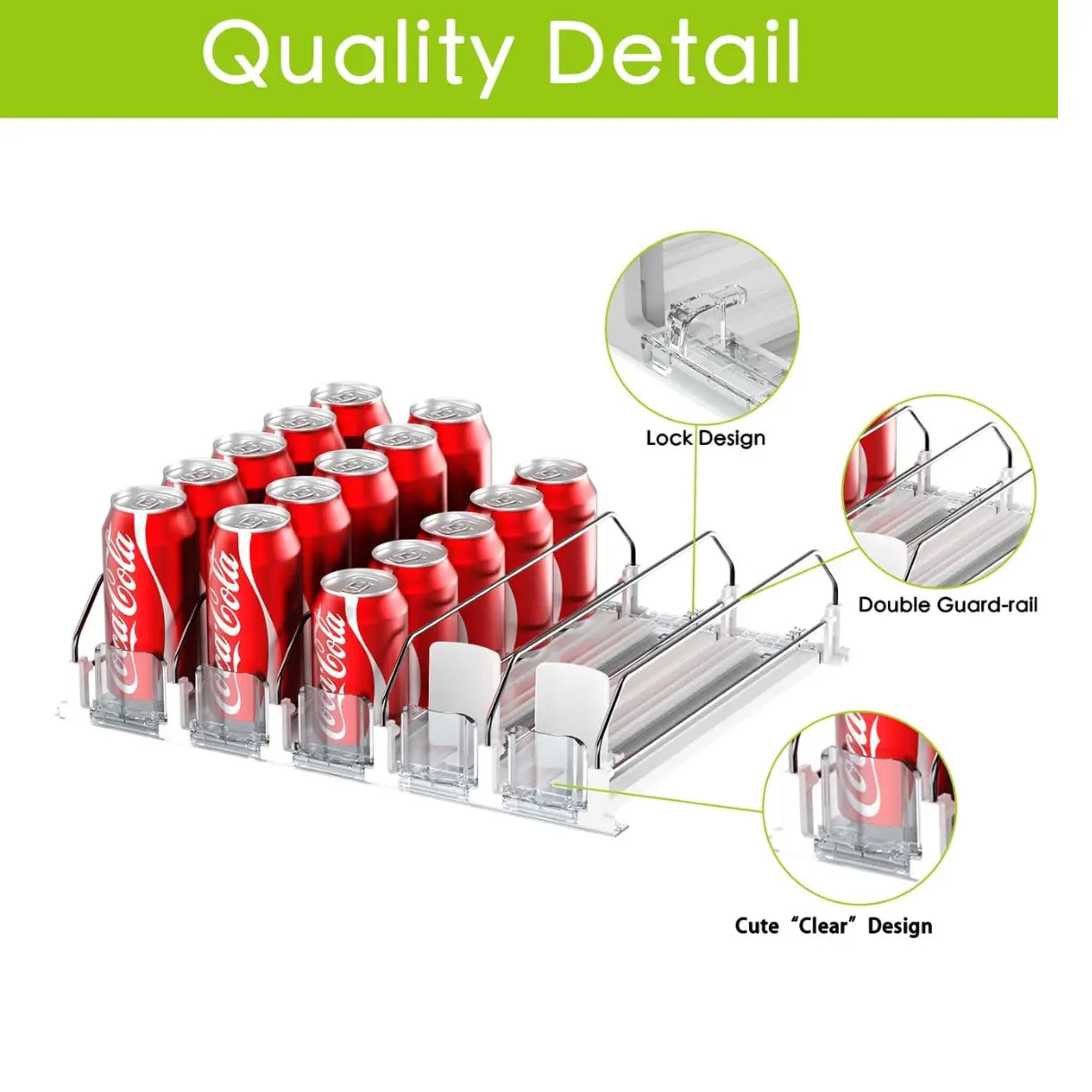 Auto-Fill Fridge Drink Organizer, Refrigerator Soda Can Dispenser - 2-Row/3-Row/5-Row Home Storage Rack, Fridge Organizers
