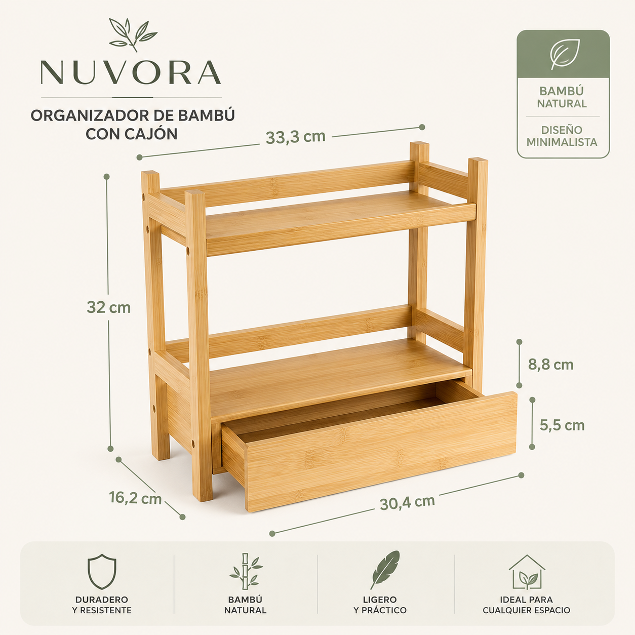 Organizador de Bambú con Cajón