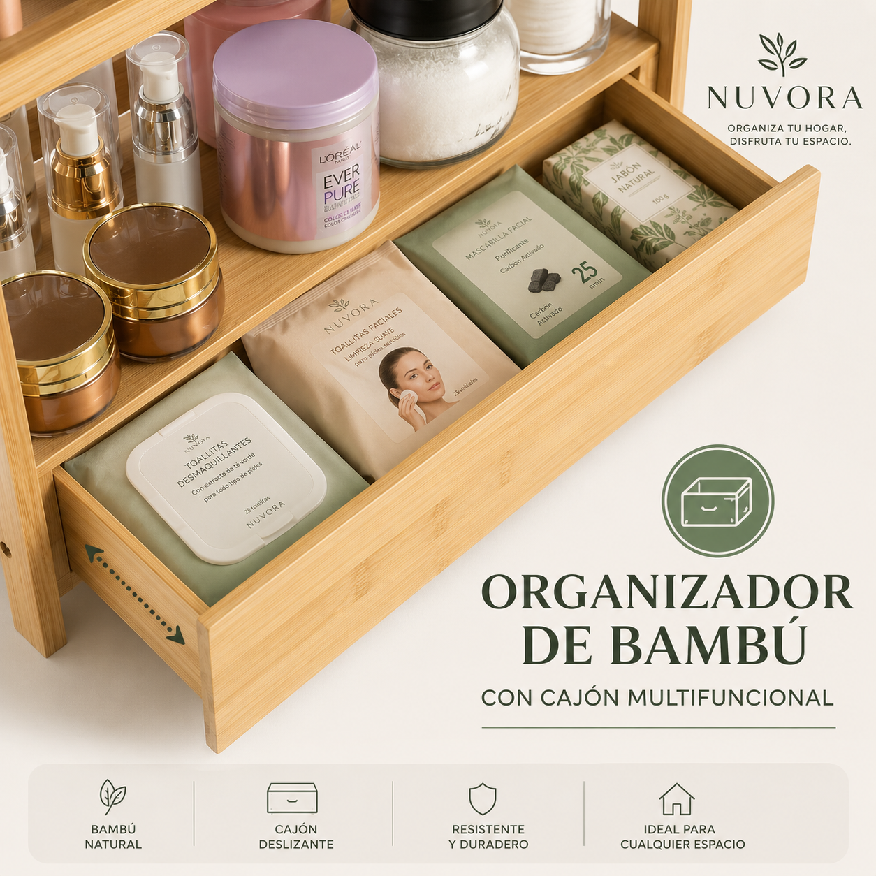 Organizador de Bambú con Cajón