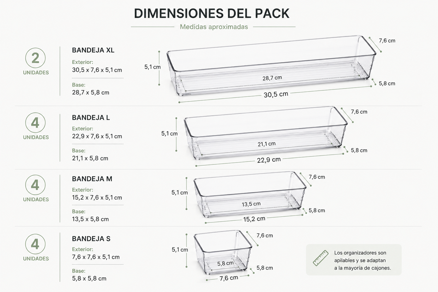 Organizadores Modulares para Cajones
