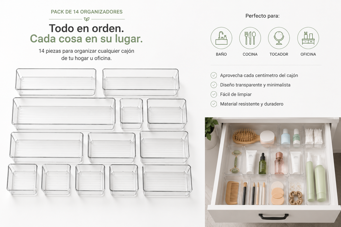 Organizadores Modulares para Cajones