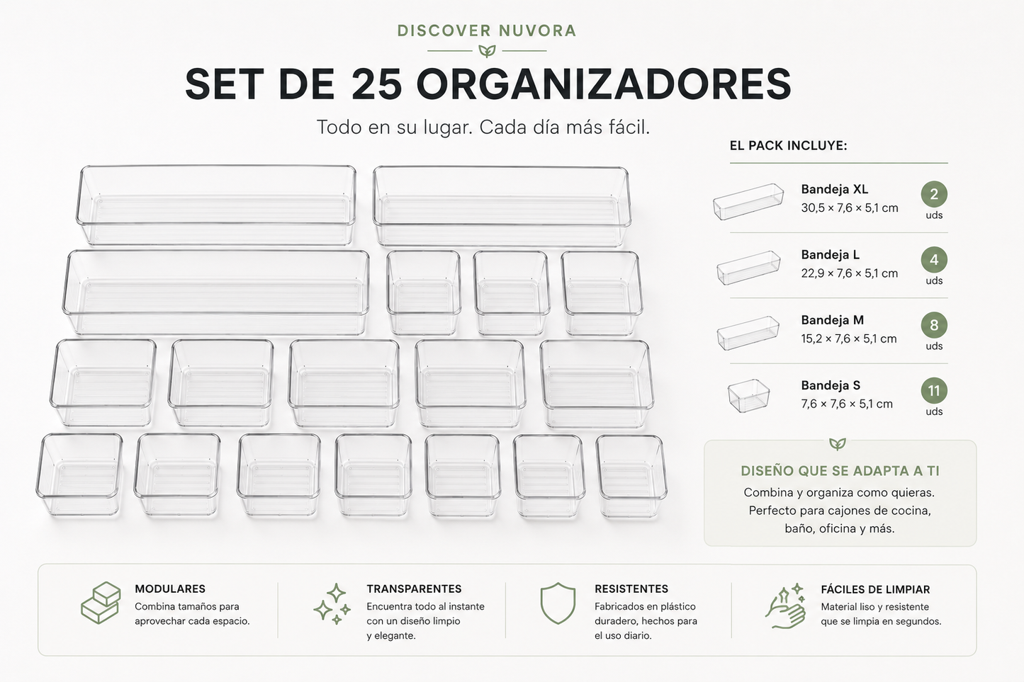 Organizadores Modulares para Cajones