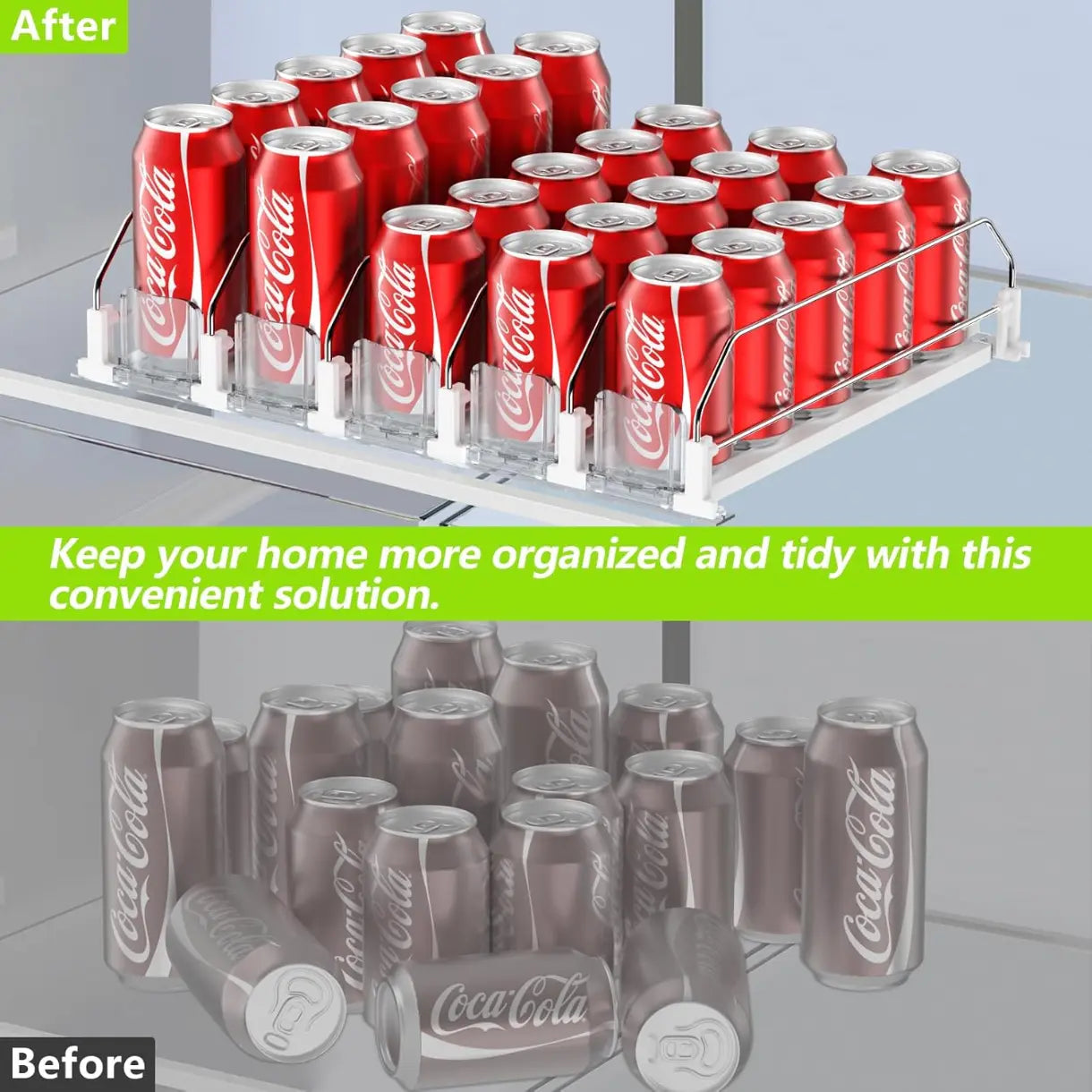Auto-Fill Fridge Drink Organizer, Refrigerator Soda Can Dispenser - 2-Row/3-Row/5-Row Home Storage Rack, Fridge Organizers