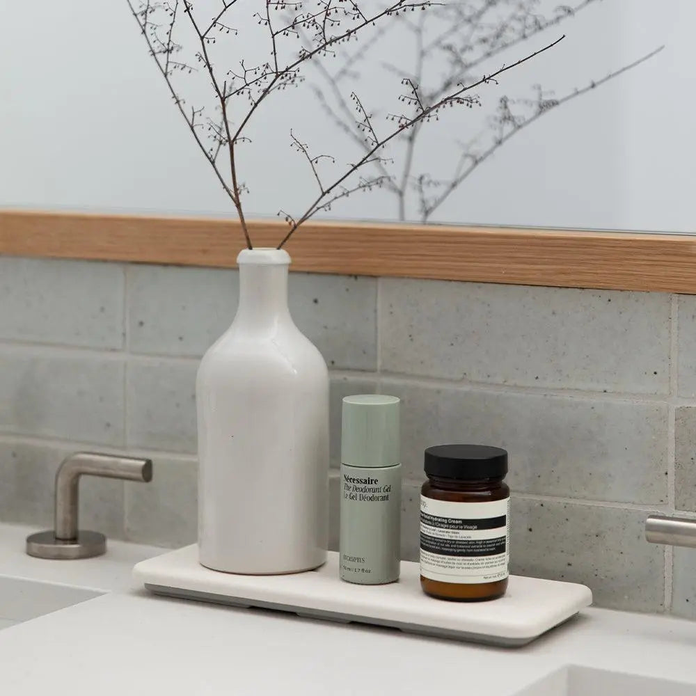 Dorai Home Stone Sink Caddy - Chic Quick-Drying Diomat® Bathroom Organizer for Soaps Bottles & Brushes - Modern Sink Caddy with Instant Drying Technology